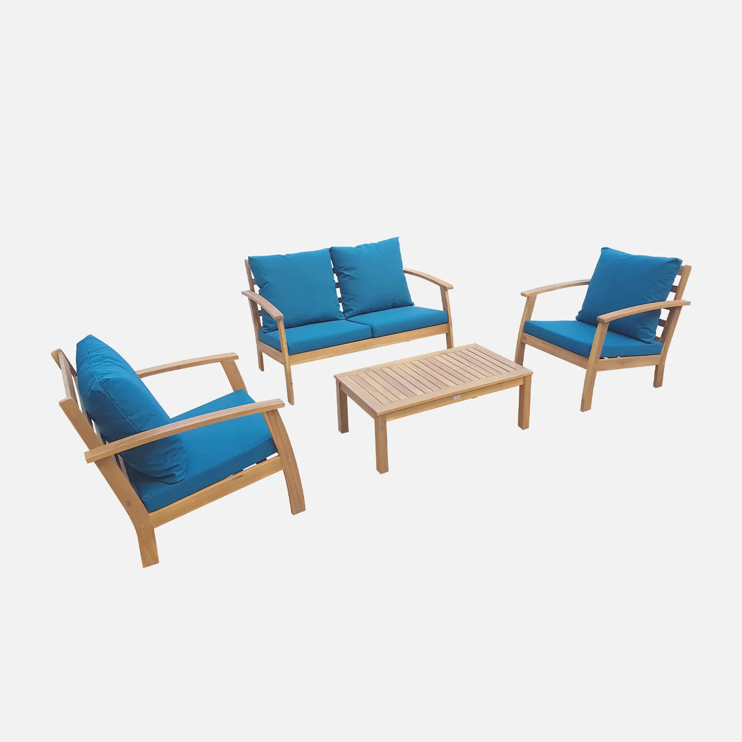 Hot Sale Teakholz Garten Sofa Set 4-Sitzer und Tisch Timeless Design Stoff Luxus Gartenmöbel Günstige Großhandel