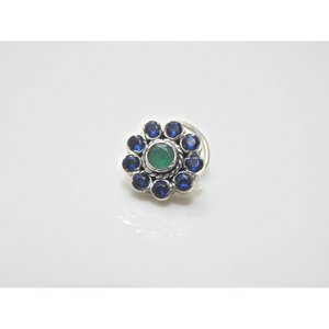 925 <b>Sterling</b> <b>Silver</b> <b>Nose</b> <b>Stud</b> Natural Sapphire Round <b>Nose</b> Ring Elegant Piercing Jewelry Flower <b>Nose</b> <b>Stud</b> Sapphire <b>Nose</b> Ring - Product Image 1