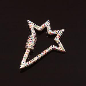 Breloques en argent sterling 925 avec fermoir en forme d'étoile, multicolores, avec zirconiums cubiques, pour hommes et femmes, produit en vrac - Product Image 3