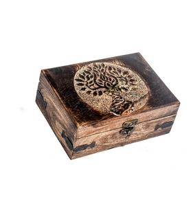 Urna de madera antigua hecha a mano Árbol DE LA VIDA Grabado Joyero tallado a mano para mujeres-hombres Joya | Acentos de decoración del hogar - Product Image 5