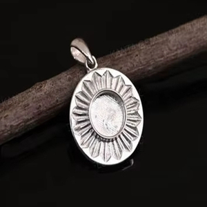 925 Sterling Silver 8mm Blank Bezel Sunburst Charm Pendant for Resin Ashes Gemstone Setting Keepsake DIY Crafts Jewelry for Gift - Product Image 1