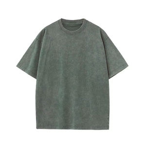 T-shirt personnalisé à la mode, effet délavé, pour homme, en jersey polyester/coton, col rond, été, haute qualité - Product Image 2