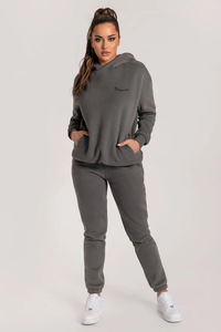 Ensemble sweat-shirt et pantalon de survêtement ample à jambes larges en coton 100% uni personnalisé unisexe streetwear, effet délavé à l'acide - Product Image 2