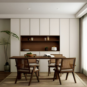 Buffet <span class=keywords><strong>de</strong></span> style Mid-Century personnalisable avec meuble à vin et plan <span class=keywords><strong>de</strong></span> travail, en panneaux <span class=keywords><strong>de</strong></span> particules, pour salon et salle à manger <span class=keywords><strong>de</strong></span> villa - Product Image 5