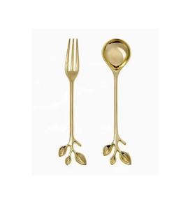 Servidores de ensalada decorativos de metal Servidor de ensalada de acero inoxidable Juego de vajilla de mango cuadrado largo plateado - Product Image 5