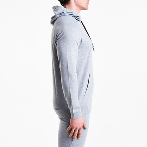 Ensemble de jogging pour homme, 2 pièces gris clair, sweat à capuche, tenue de course en coton et polyester, avec service OEM, nouvelle collection - Product Image 4