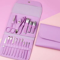 Outil de soin professionnel 12 en 1, coupe-ongles en acier inoxydable, écologique, ensemble de manucure et de pédicure, emballage de couleur personnalisé