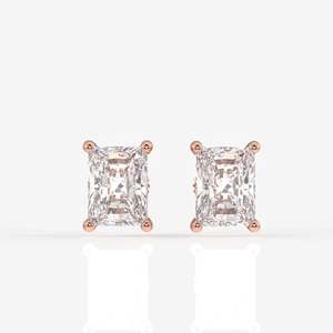 Radiant Cut Moissanite Diamond Solitaire <b>Stud</b> <b>Earrings</b> 14K Gold-Elegant and Luxurious Product Category - Product Image 5