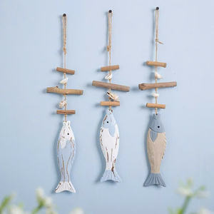 Decoración de Pared de Madera Rústica Vintage con Diseño de Espina de Pescado |   Tonalidades Azules Armónicas con Detalle de Cuerda |   Decoración Náutica Grande para el Hogar y Cafeterías - Product Image 1