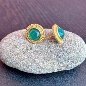 ต่างหูพลอยโอนิกซ์สีเขียวธรรมชาติหรูหราทำด้วยมือ925เครื่องประดับเงินสเตอร์ลิงเครื่องประดับหินธรรมชาติสำหรับผู้หญิง - Product Image 1