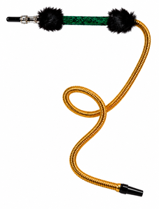 Chicha de luxe artisanale en laiton égyptien, finition laquée, avec peau de serpent teinte émeraude exotique et incrustations de cristal d'autruche - Product Image 5