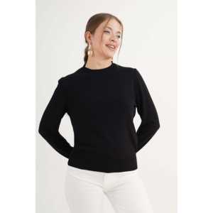 Suéter Negro de Cuello Redondo para Mujer, Tejido Fino, Producto al por Mayor - Product Image 5