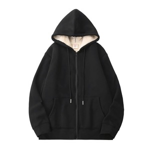 Winter Lamb Wool <b>Men's</b> Hooded Loose Sweatshirt Jacket Hip Hop Sportwear <b>Zipper</b> <b>Cardigan</b> Thick Warm Jacket - Product Image 3