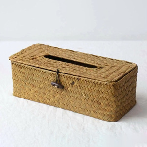 Fabricant vente en gros rectangle jonc de mer boîte à mouchoirs couvre naturel petit porte-serviettes en paille meilleure qualité - Product Image 1