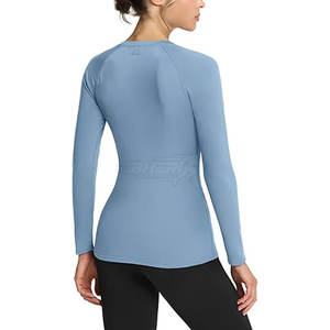 Spandex Poliéster Formal Mujeres Camisas de compresión Etiqueta privada personalizada Transpirable Secado rápido Fitness de alta calidad - Product Image 2