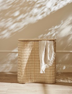 New Arrival Rattan Laundry Hamper Wicker Clothes <b>Basket</b> with <b>Lid</b> Handwoven Bathroom <b>Storage</b> Natural Rattan Laundry Organizer - Product Image 3