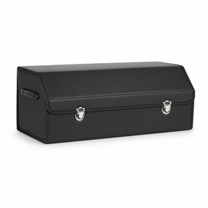 Boîte de rangement pliable pour coffre de voiture en cuir avec poignées, organiseur de coffre multifonction pliable - Product Image 1
