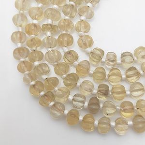 8-Inch Long <b>Citrine</b> Carved Pumpkin Beaded Strands Loose Gemstone Supplier-Melon Beads - Product Image 1