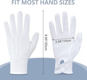 Gants en coton perlés pour femmes et hommes avec grip - Gants de costume antidérapants avec poignet à pression - Product Image 3