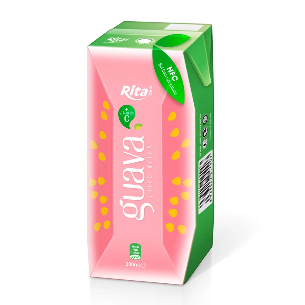 Good Beverage from Vietnam Manufacturer Packed in 200ml Paper Box Fruit Juice Drink with Guava Flavor