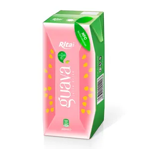 Buena bebida del fabricante de Vietnam embalada en caja de papel de 200ml bebida de jugo de fruta con sabor a guayaba