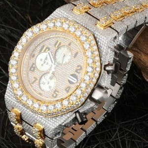 Reloj de Lujo para Hombre, Diseño Hip Hop, Mecánico, de Oro Blanco, con Diamantes Incrustados - Product Image 2