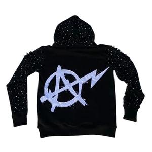 Sudadera con Capucha de Último Diseño Hecha a Medida, Servicio OEM, Impresión de Piedras de Imitación en Sudadera con Capucha, Alta Calidad y Lujo - Product Image 2