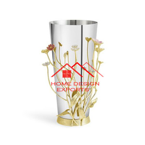 Florero de decoración de mesa de Metal de aluminio con acabado plateado brillante moderno 2024, el más vendido para uso en la sala de estar del hogar - Product Image 6