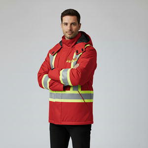 เสื้อแจ็คเก็ตผู้ชายแบบสั่งทำพิเศษ ระดับความปลอดภัย 3 พร้อมแถบสะท้อนแสงผ้าฝ้าย สำหรับใส่ทำงานในฤดูหนาว กันน้ำ พร้อมไฟ LED กระพริบ - Product Image 1