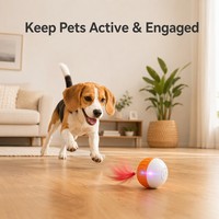 Jouet interactif intelligent pour animaux de compagnie à 360 degrés, rechargeable par USB, jouet à roulement automatique pour chat et chien avec plume pour jouer en intérieur