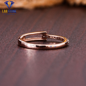 0.168 TDW banda de diamantes redondos anillo de compromiso de oro rosa de 18 quilates Cvd/Joyería de diamantes Hpht - Product Image 4