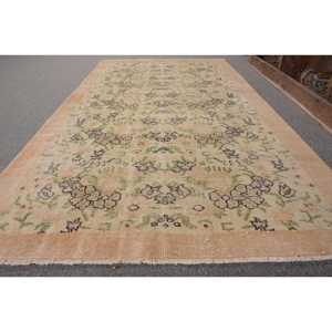 Tapis turc Vintage Beige Vert 3.5 X 6.6ft fait à la main en laine grande surface Patchwork Design rectangulaire couloir Latex pour la décoration de la chambre - Product Image 2