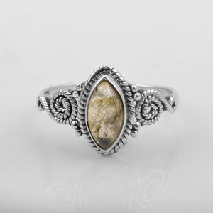 Labradorite bleue pierre précieuse éternité Vermeil bague bijoux en argent Sterling pur 925 pour les fêtes beaux bijoux en argent de mode - Product Image 2