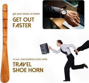 Premium Wooden <b>Shoe</b> Horn 2 PCS Shoehorns Durable 13" Long Handle <b>Shoe</b> horns <b>Lazy</b> <b>Shoe</b> <b>Helper</b> Spoons for Seniors Kids - Product Image 4