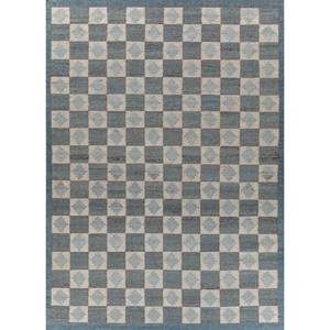 Alfombra de Lana Azul Alhambra de Gran Tamaño, Rectangular 9x12, con Patrón Geométrico para Entrada, Pasillo o Habitación - Modelo ADWL-13240 - Product Image 1