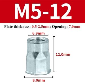 Tuerca remachable ciega de cabeza pequeña semihexagonal pasiva de níquel, de acero al carbono, Rivnut M3-M12, para muebles y gabinetes, de fábrica - Product Image 4