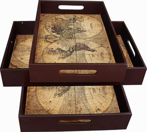 Meilleures ventes de plateaux de service en bois poli hôtels de haute qualité restaurants plateau alimentaire décoratif pour accessoires de cuisine gigognes - Product Image 5