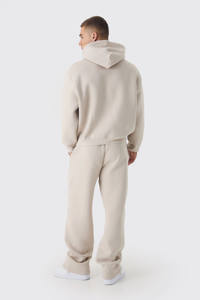 High Quality Custom Oversize Boxy Varsity Embossed Tracksuit Cotton Heavyweight Streetwear 2 Piece Hoodie & Jogger Men Sweatsuit - Product Image 2