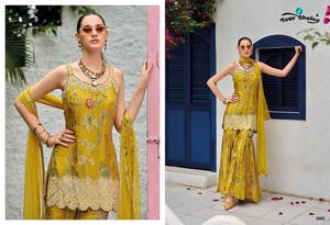 Trajes Indios y Pakistaníes Bordados en Chinon de Neeta Creation Designer, Salwar Kameez Sedoso de Secado Rápido para Fiestas - Product Image 4