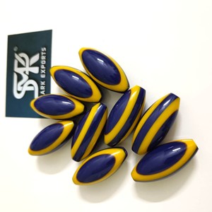 Perles en résine ovale rayées bleu jaune pour la fabrication de bijoux idéales pour les projets de bricolage collier Bracelet boucle d'oreille et accessoires de mode - Product Image 3