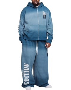 High Street Heavyweight French Terry Distressed Hoodie <b>Set</b> Acid Wash Hoodie And Flared <b>Sweatpants</b> Jogger Tracksuits For Men - Product Image 6
