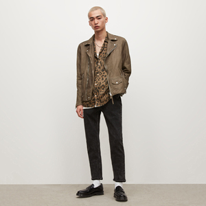 2025 nouveau Design hommes haute qualité en peau de mouton veste en cuir Logo personnalisé col montant hiver haute rue Style - Product Image 2