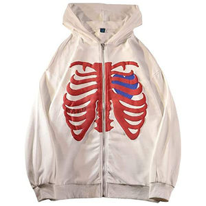 Heavyweight 465GSM Custom Distressed Streetwear Y2K Oversized Full Face Zip up Hoodie Over Face Hoodies Hombres - Product Image 4