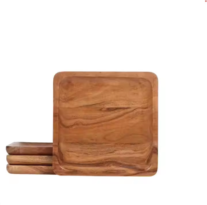 Plato Cuadrado de Madera Ecológico, Vajilla Clásica para Almuerzo, Platos para Servir de Crescent Crafts - Product Image 3
