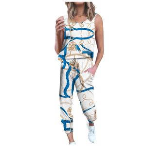 Custom Women <b>Tie</b> Dye Printed U Neck Sleeveless <b>Top</b> With Elastic <b>Waist</b> Drawstring Pant Two Pockets Tracksuit Outfits Active Wears - Product Image 6