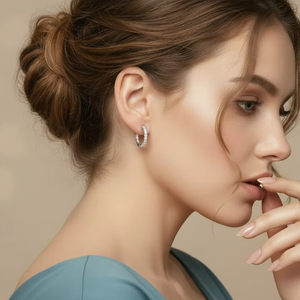 Women's <b>14K</b> <b>Gold</b> & Natural Diamond Eternity Style <b>Hoop</b> <b>Earrings</b> | Daily Wear Jewelry - Product Image 5