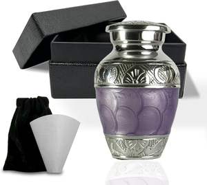 <b>Large</b> Purple Cremation <b>Urn</b> with One Keepsake for Human Ashes Handcarved Decorative <b>Urns</b> for Adult Ashes Women & Men - Product Image 4