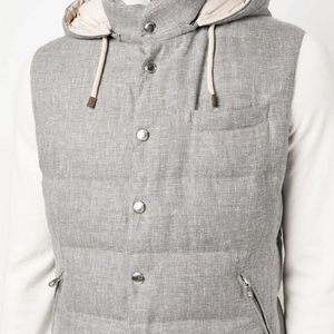 Gilet d'hiver décontracté réversible pour homme avec capuche, veste matelassée sans manches avec fermeture éclair et col en mousse - Product Image 5