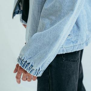 แจ็กเก็ตผ้าเดนิมโอเวอร์ไซส์สำหรับผู้ชายเสื้อโค้ทติดกระดุมแบบเป็นทางการคอตั้งสวมใส่สบายๆผ้าแคนวาส - Product Image 4