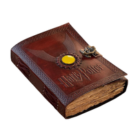 Harry P Magical Wizard Brown Vintage Journal en cuir véritable fait à la main en pierre de sorcellerie Grimoire DeckleEdge carnet de croquis grand cadeau